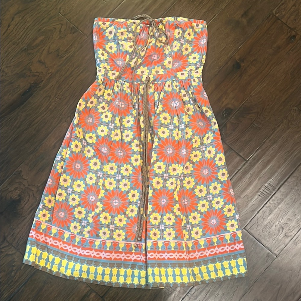 Plenty by Tracy Reese Strapless Dress with Floral Accents 2 EUC